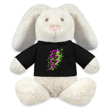 Éclair cosmique vibrant en néon - Lapin en peluche recyclé MiniFeet® Crème - noir - Devant