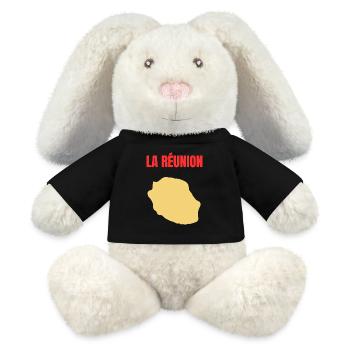 T-shirt carte La Réunion île dorée - Lapin en peluche recyclé MiniFeet® Crème - noir - Devant