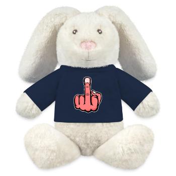 Mittelfinger Stinkefinger Design Pink - MiniFeet® RecycelHase® Creme - French Navy - Vorne