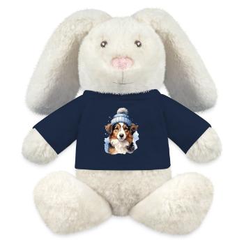 A dog in the snow in winter - MiniFeet® RecycelHase® Bunny Cream - french navy - Front