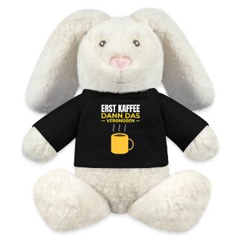 Erst Kaffee dann das Vergnügen - MiniFeet® RecycelHase® Creme - Schwarz - Vorne