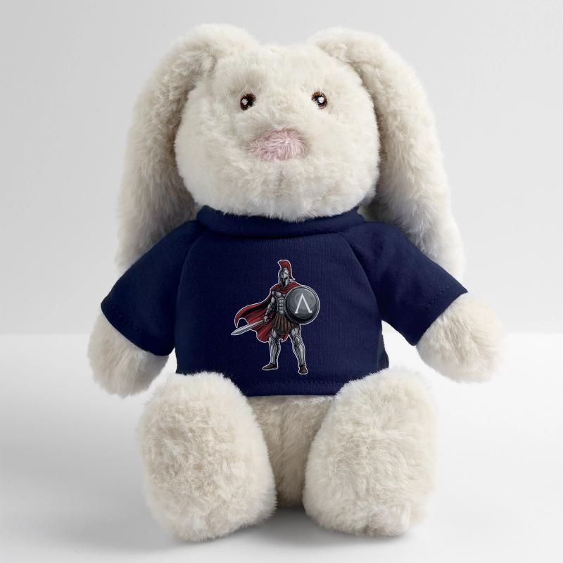 Hoplite Spartan Lambda Shield Sword Mascot MiniFeet® RecycelHase® Bunny Cream