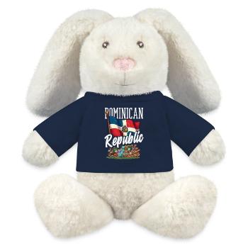 Drapeau de la République dominicaine Dom Rep Pride - Lapin en peluche recyclé MiniFeet® Crème - bleu marine - Devant
