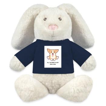 Amour de Corgi et illustration de chiens - Lapin en peluche recyclé MiniFeet® Crème - bleu marine - Devant