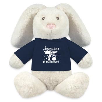 Drôle d’art Peintre Aérographe Dessin d’art réel - Lapin en peluche recyclé MiniFeet® Crème - bleu marine - Devant