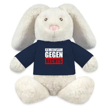 Ensemble contre la droite - Lapin en peluche recyclé MiniFeet® Crème - bleu marine - Devant