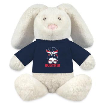 Autrichiens Autriche - Lapin en peluche recyclé MiniFeet® Crème - bleu marine - Devant