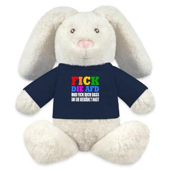 Fuck the AfD and fuck you that you voted for them - MiniFeet® RecycelHase® Bunny Cream - french navy - Front