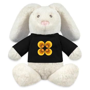 70s Flower Pattern Retro - MiniFeet® RecycelHase® Bunny Cream - black - Front
