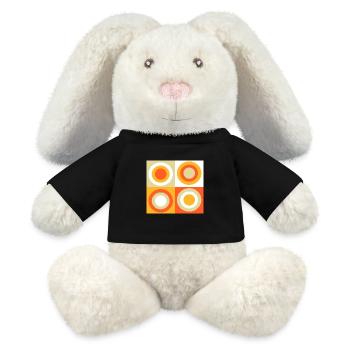 Cadeau rétro motif des années 70 - Lapin en peluche recyclé MiniFeet® Crème - noir - Devant