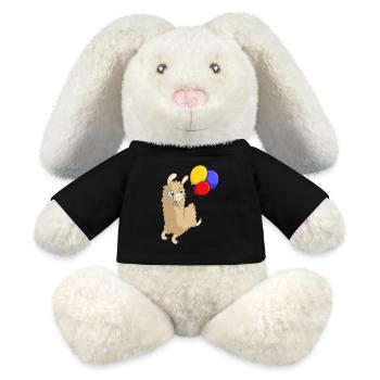 Alpaca d'anniversaire - Lapin en peluche recyclé MiniFeet® Crème - noir - Devant