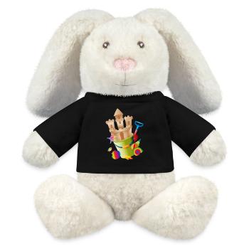 A sandcastle in a bucket awakens holiday feelings - MiniFeet® RecycelHase® Bunny Cream - black - Front