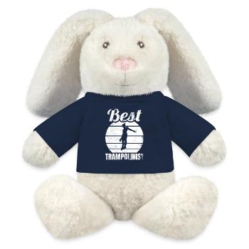 Drôle de pull trampoline - Lapin en peluche recyclé MiniFeet® Crème - bleu marine - Devant