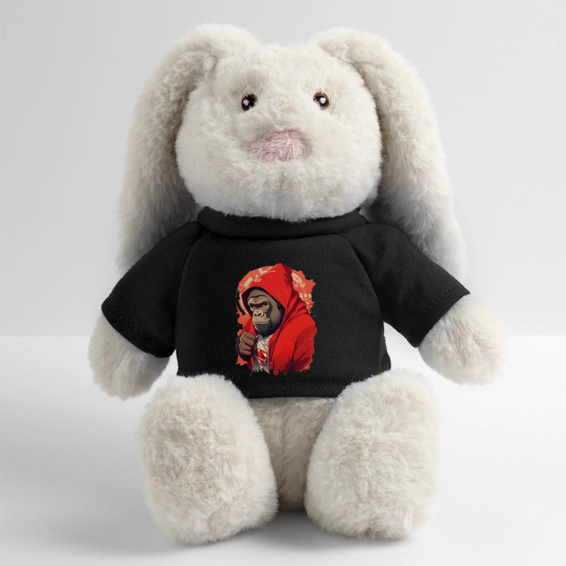 Gorille à capuche rouge Lapin en peluche recyclé MiniFeet® Crème