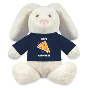 Pizza = Bonheur - Lapin en peluche recyclé MiniFeet® Crème - bleu marine - Devant