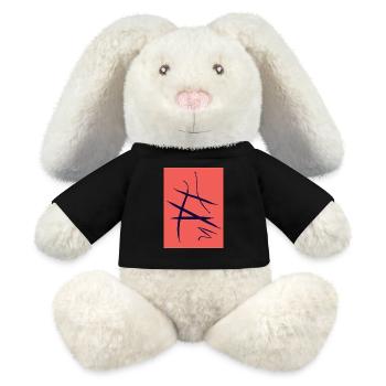 Indigenous African abstraction in red blue - MiniFeet® RecycelHase® Bunny Cream - black - Front