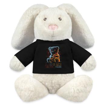 Loving Bear with Alphabet Drawing - MiniFeet® RecycelHase® Bunny Cream - black - Front