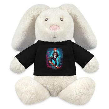 Skateboard Squelette - Lapin en peluche recyclé MiniFeet® Crème - noir - Devant