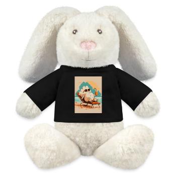 Conception de vacances relaxantes à la plage de pop-corn - Lapin en peluche recyclé MiniFeet® Crème - noir - Devant