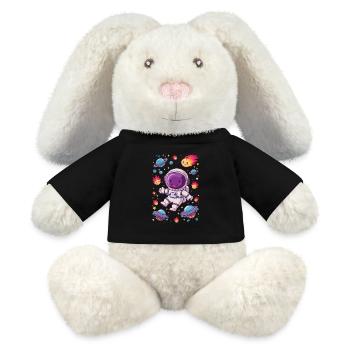 Space adventure with funny astronaut - MiniFeet® RecycelHase® Bunny Cream - black - Front