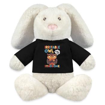 Syndrome de la chouette irritable, jeu de mots amusant - Lapin en peluche recyclé MiniFeet® Crème - noir - Devant