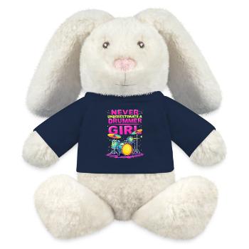 Ne sous-estimez jamais une batteuse - Lapin en peluche recyclé MiniFeet® Crème - bleu marine - Devant