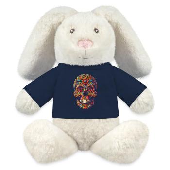 Elégant crâne en sucre design audacieux - Jour des morts - Lapin en peluche recyclé MiniFeet® Crème - bleu marine - Devant