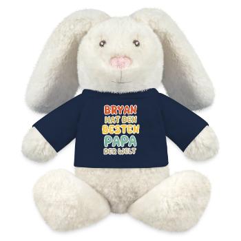 Cadeau pour Bryan - Lapin en peluche recyclé MiniFeet® Crème - bleu marine - Devant