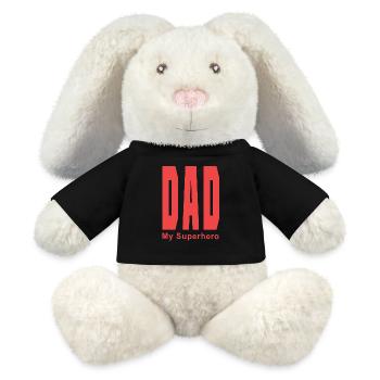 PAPA mon Super Héro - Lapin en peluche recyclé MiniFeet® Crème - noir - Devant