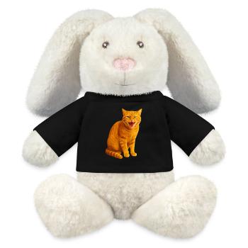 Fauchende orange getigerte Katze - MiniFeet® RecycelHase® Creme - Schwarz - Vorne
