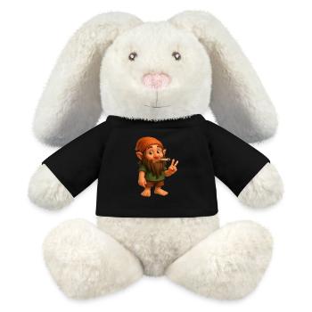 Cooler Kifferzwerg - Cannabis - Marijuana - Weed - MiniFeet® RecycelHase® Creme - Schwarz - Vorne