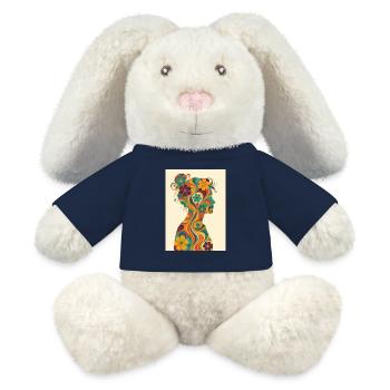Floral Woman Silhouette in 70s Style - MiniFeet® RecycelHase® Bunny Cream - french navy - Front
