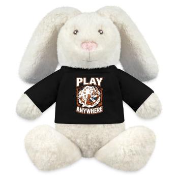 Hase im Hängematten Gaming - MiniFeet® RecycelHase® Creme - Schwarz - Vorne