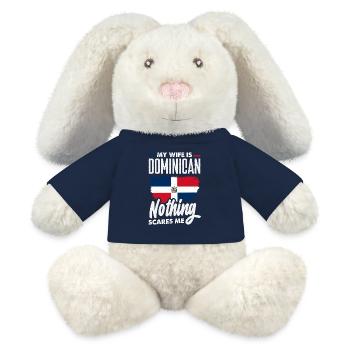 Drapeau de la République dominicaine Dom Rep Pride - Lapin en peluche recyclé MiniFeet® Crème - bleu marine - Devant