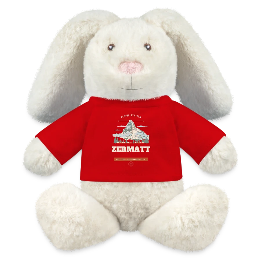 Zermatt badge on a minifeet® recycelhase® bunny cream, red