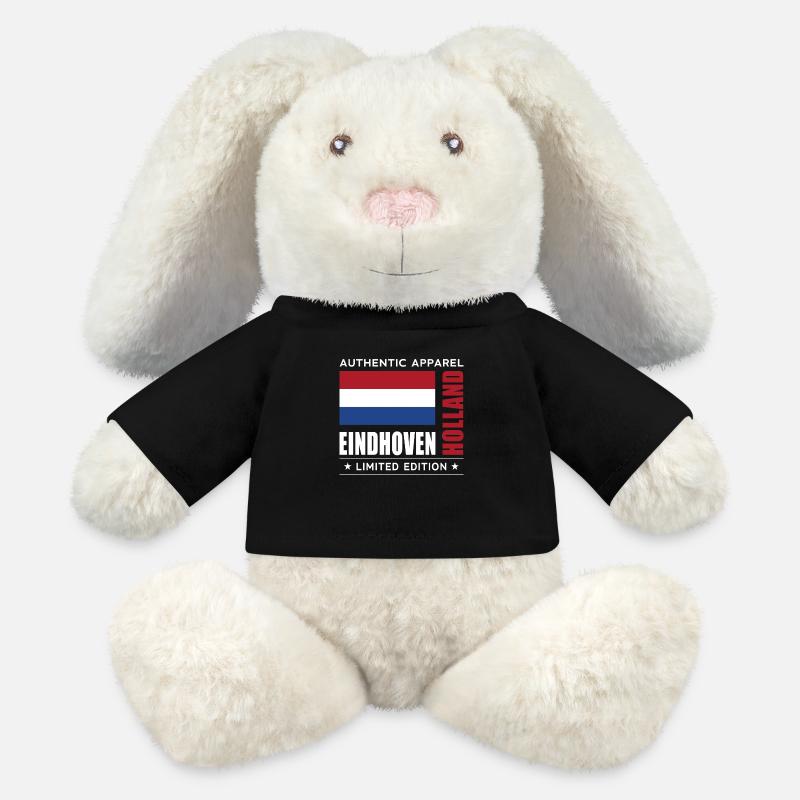 Eindhoven - Lapin en peluche recyclé MiniFeet® Crème - noir