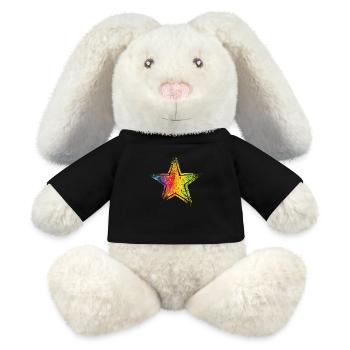 Star Drawn Path CMYK Rainbow Masked - MiniFeet® RecycelHase® Bunny Cream - black - Front