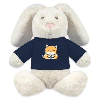 Bébé chat qui dors - Lapin en peluche recyclé MiniFeet® Crème - bleu marine - Devant