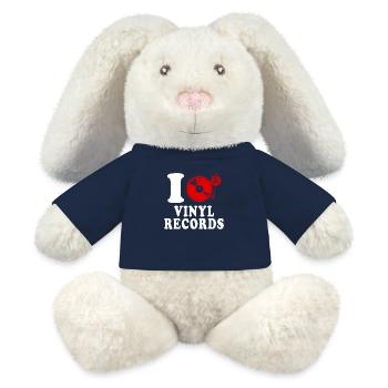 I Love Vinyl Records Heart Funny Witty - MiniFeet® RecycelHase® Bunny Cream - french navy - Front