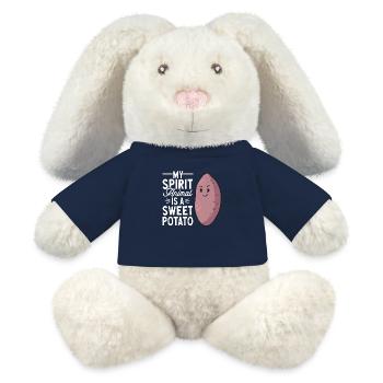 Légumes-racines de patates douces - Lapin en peluche recyclé MiniFeet® Crème - bleu marine - Devant