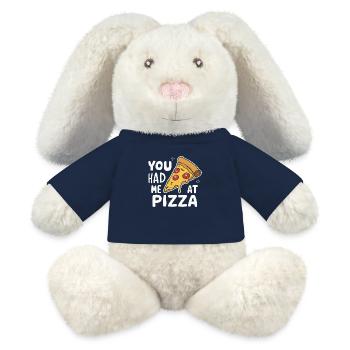 Pizza Italie Restauration rapide - Lapin en peluche recyclé MiniFeet® Crème - bleu marine - Devant