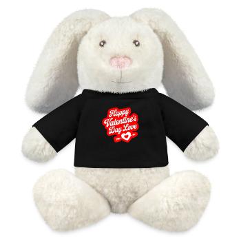 happy valentins days2 - Lapin en peluche recyclé MiniFeet® Crème - noir - Devant