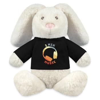 Citation DJ - Lapin en peluche recyclé MiniFeet® Crème - noir - Devant