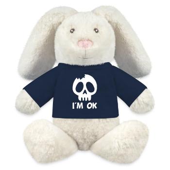 Mir geht es gut (weiß) - MiniFeet® RecycelHase® Creme - French Navy - Vorne
