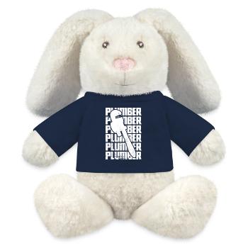 Drôle de plombier - Lapin en peluche recyclé MiniFeet® Crème - bleu marine - Devant