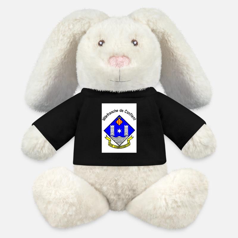 Wappen Villefranche de Conflent - MiniFeet® RecycelHase® Creme - Schwarz