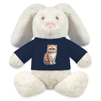 Chat Scottish Fold - Lapin en peluche recyclé MiniFeet® Crème - bleu marine - Devant