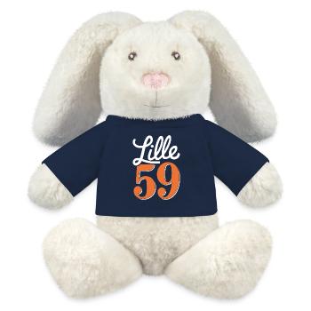 Lille 59 - Lapin en peluche recyclé MiniFeet® Crème - bleu marine - Devant