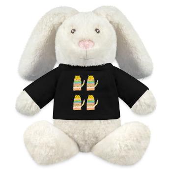 Boucles de chat quadruples - Lapin en peluche recyclé MiniFeet® Crème - noir - Devant