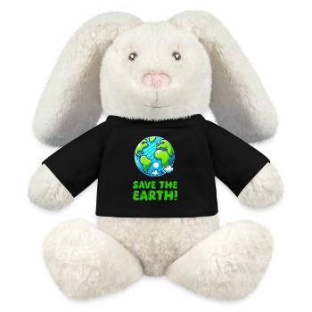 erde planet save the earth - MiniFeet® RecycelHase® Creme - Schwarz - Vorne